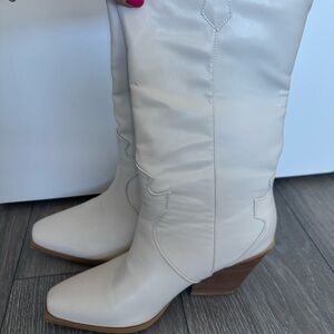 Cream Billini cowboy boots mid size.